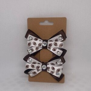 Football Themed Hair Bows with Gems